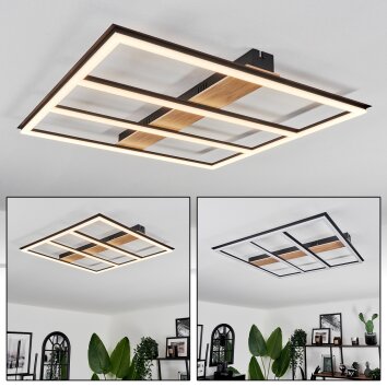 Nganbeto Plafoniera LED Aspetto del legno, Nero, 1-Luce