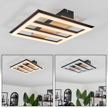 Nganbeto Plafoniera LED Aspetto del legno, Nero, 1-Luce