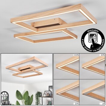 Surisultana Plafoniera LED Legno chiaro, Nero, 2-Luci