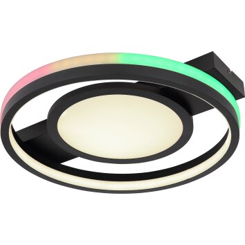 Globo GISELL Plafoniera LED Nero, 1-Luce, Telecomando, Cambia colore