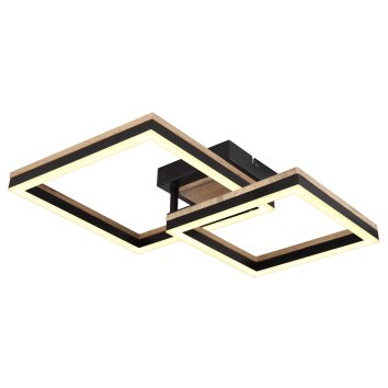 Globo BEATRIX Plafoniera LED Aspetto del legno, Nero, 1-Luce