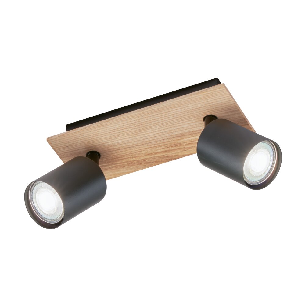 Fischer & Honsel Holton Plafoniera LED Aspetto del legno, Nero, 2-Luci
