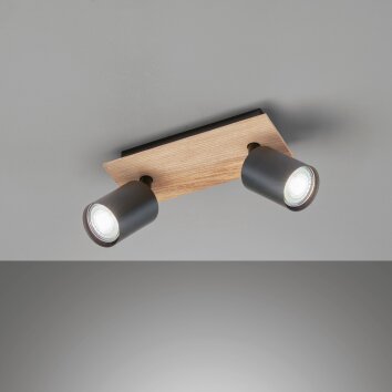 Fischer & Honsel Holton Plafoniera LED Aspetto del legno, Nero, 2-Luci