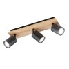 Fischer & Honsel Holton Plafoniera LED Aspetto del legno, Nero, 3-Luci