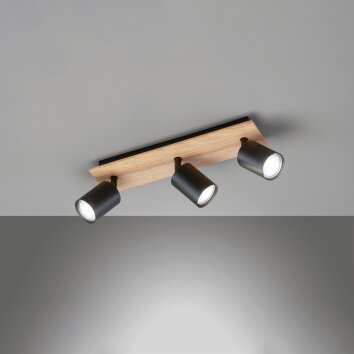 Fischer & Honsel Holton Plafoniera LED Aspetto del legno, Nero, 3-Luci