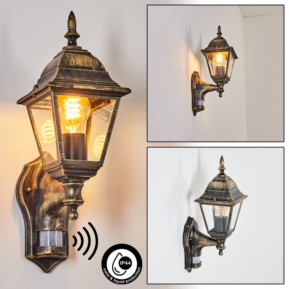 Naofe Applique da esterno Marrone, Oro, 1-Luce, Sensori di movimento main product photo