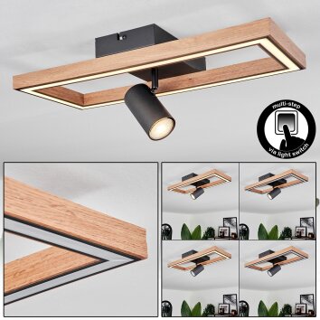 Fairburn Plafoniera LED Marrone, Aspetto del legno, Nero, 2-Luci