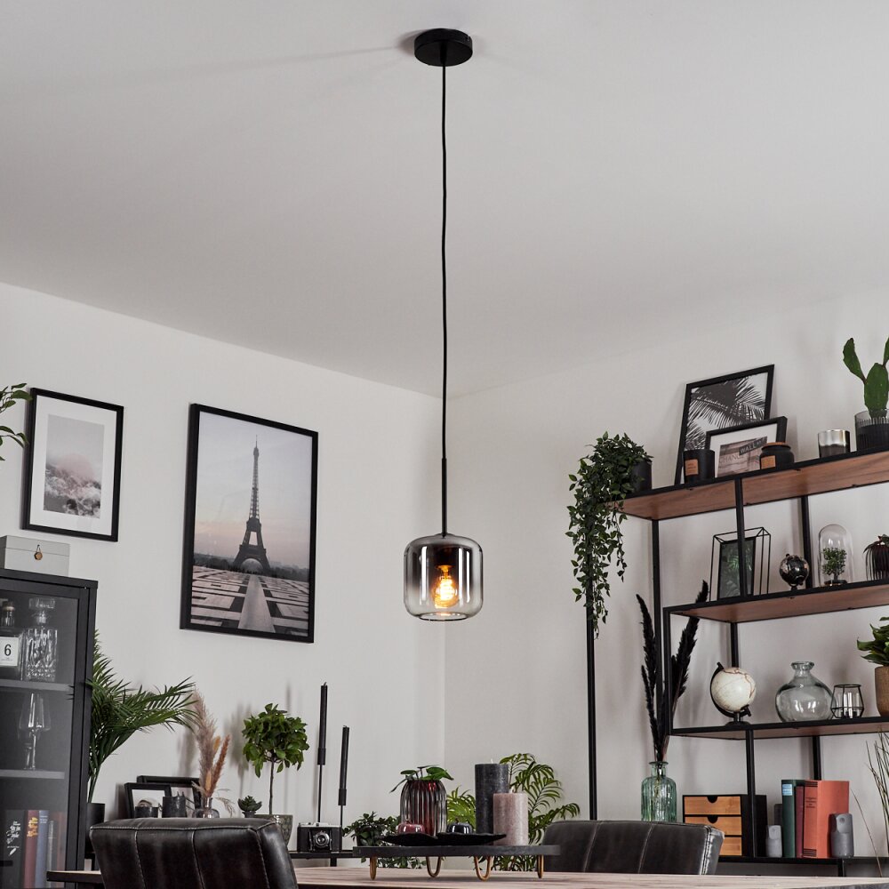 Lauden Lampadario a sospensione Vetro 15 cm Chiaro, Grigio fumo, 1-Luce