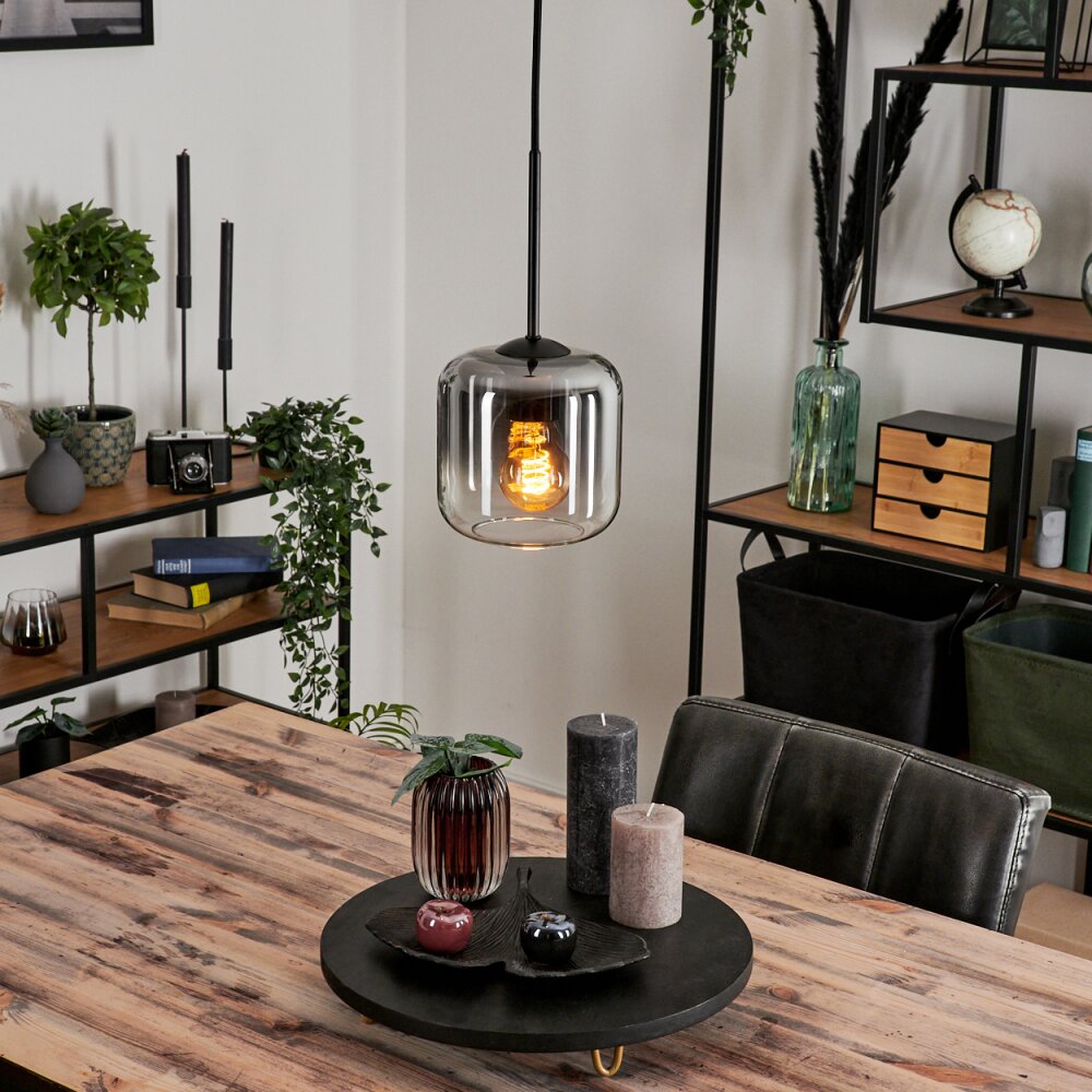 Lauden Lampadario a sospensione Vetro 15 cm Chiaro, Grigio fumo, 1-Luce