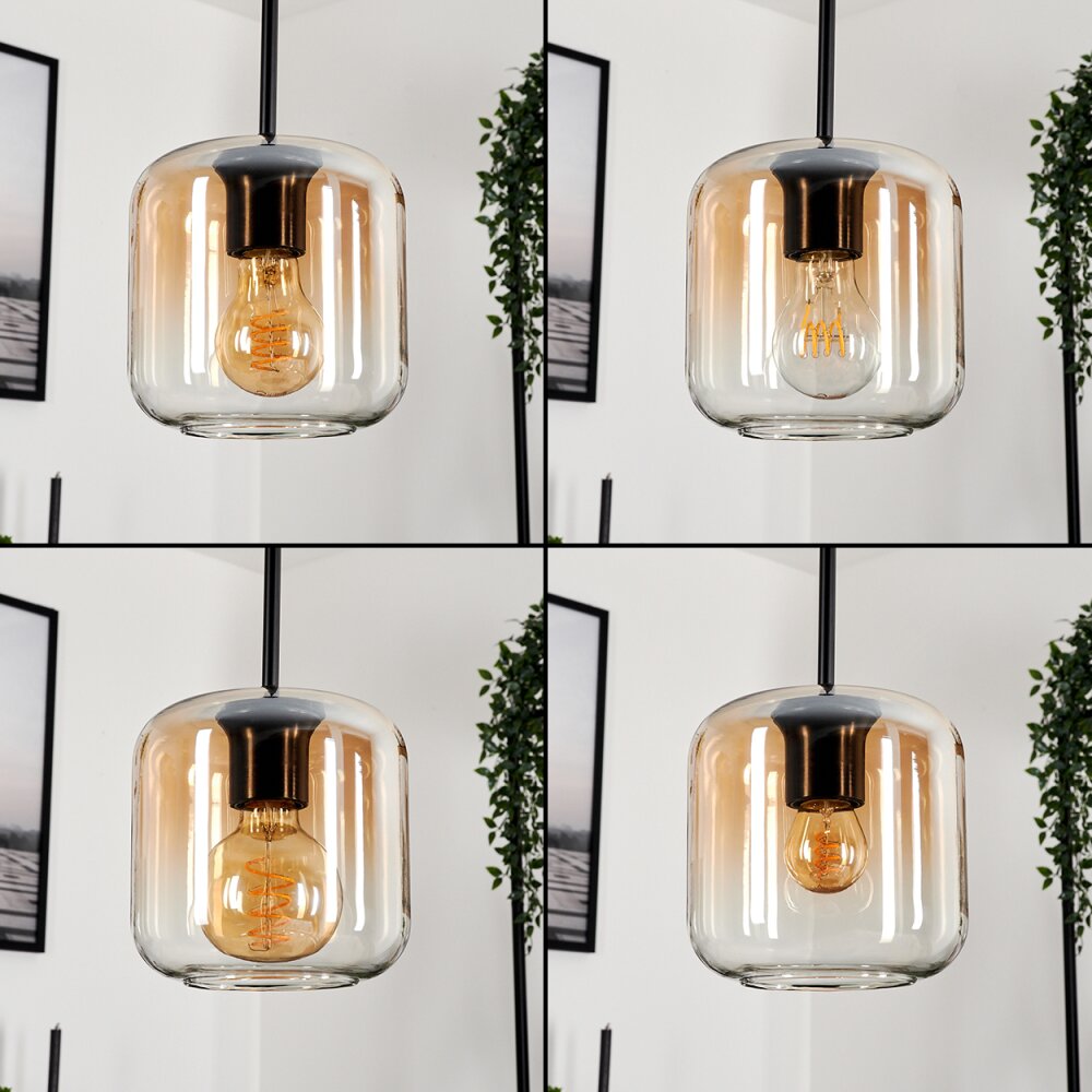 Lauden Lampadario a sospensione Vetro 15 cm Ambrato, Chiaro, 3-Luci