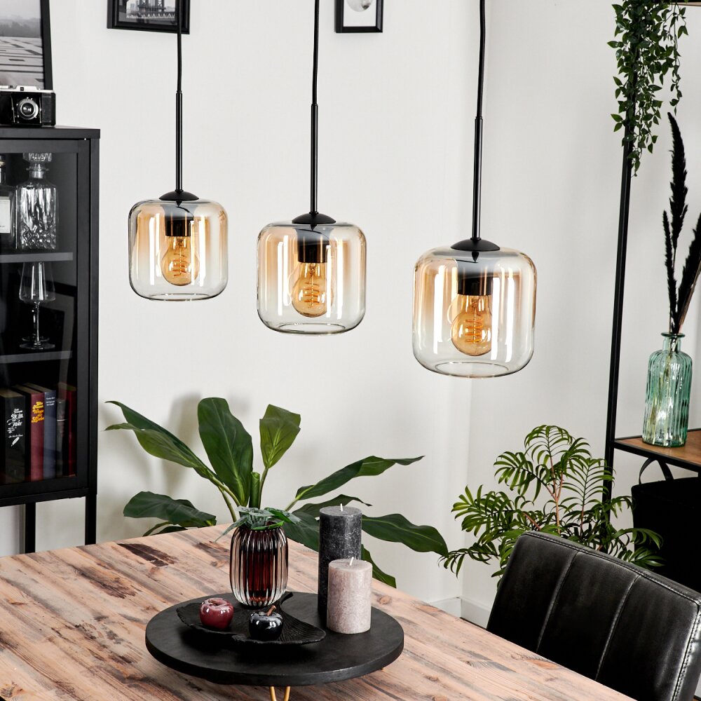 Lauden Lampadario a sospensione Vetro 15 cm Ambrato, Chiaro, 3-Luci