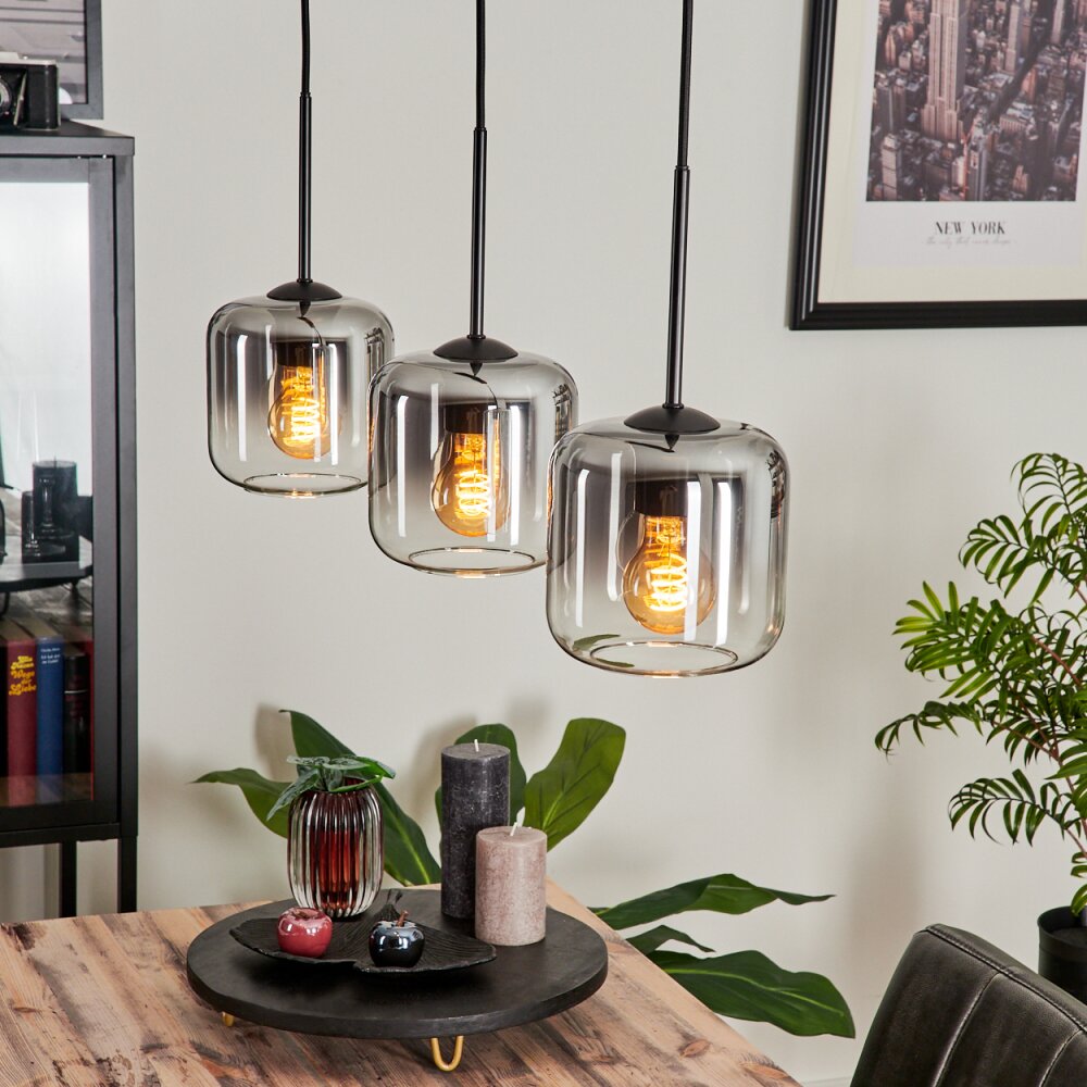 Lauden Lampadario a sospensione Vetro 15 cm Chiaro, Grigio fumo, 3-Luci main product photo