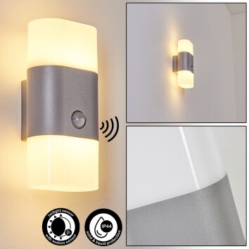 Belerda Applique da esterno LED Grigio, 2-Luci, Sensori di movimento