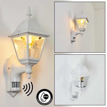 Naofe Applique da esterno Bianco, 1-Luce, Sensori di movimento