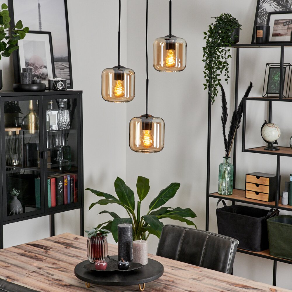 Lauden Lampadario a sospensione Vetro 15 cm Ambrato, 3-Luci main product photo
