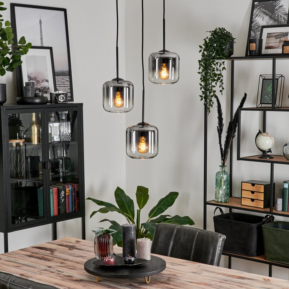 Lauden Lampadario a sospensione Vetro 15 cm Chiaro, Grigio fumo, 3-Luci main product photo