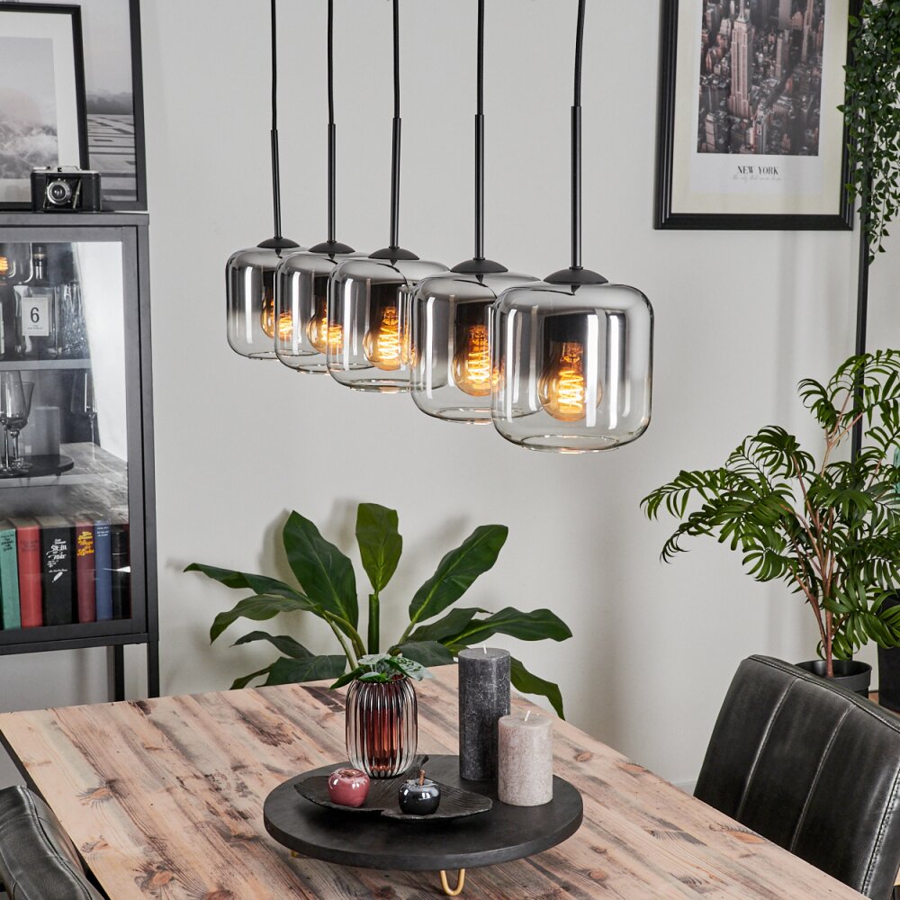 Lauden Lampadario a sospensione Vetro 15 cm Cromo, Chiaro, Grigio fumo, 5-Luci main product photo