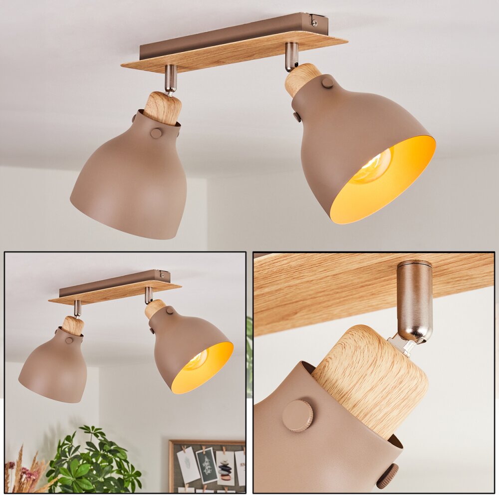 Brunnen Plafoniera Marrone, Aspetto del legno, Grigio talpa, 2-Luci main product photo