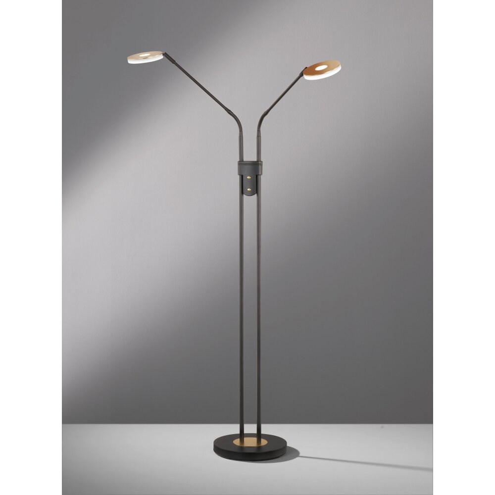 Fischer & Honsel Dent Lampada da terra LED Nero, 2-Luci
