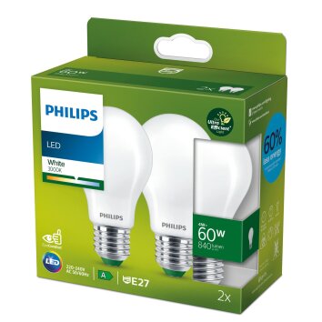 Philips Set di 2 E27 LED 4 Watt 3000 Kelvin 840 Lumen