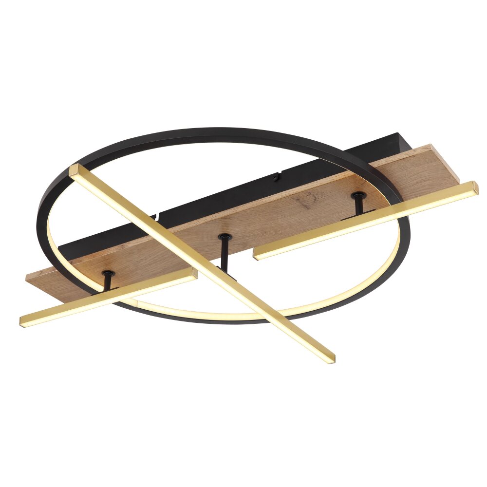Globo BEATRIX Plafoniera LED Aspetto del legno, Nero, 2-Luci main product photo