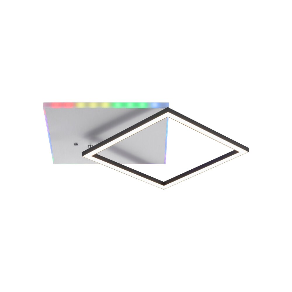 Leuchten Direkt RENDA Plafoniera LED Argento, 2-Luci, Telecomando, Cambia colore