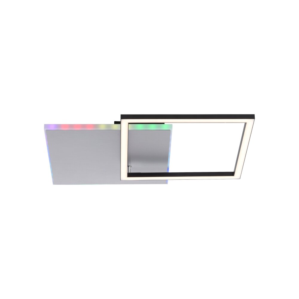 Leuchten Direkt RENDA Plafoniera LED Argento, 2-Luci, Telecomando, Cambia colore