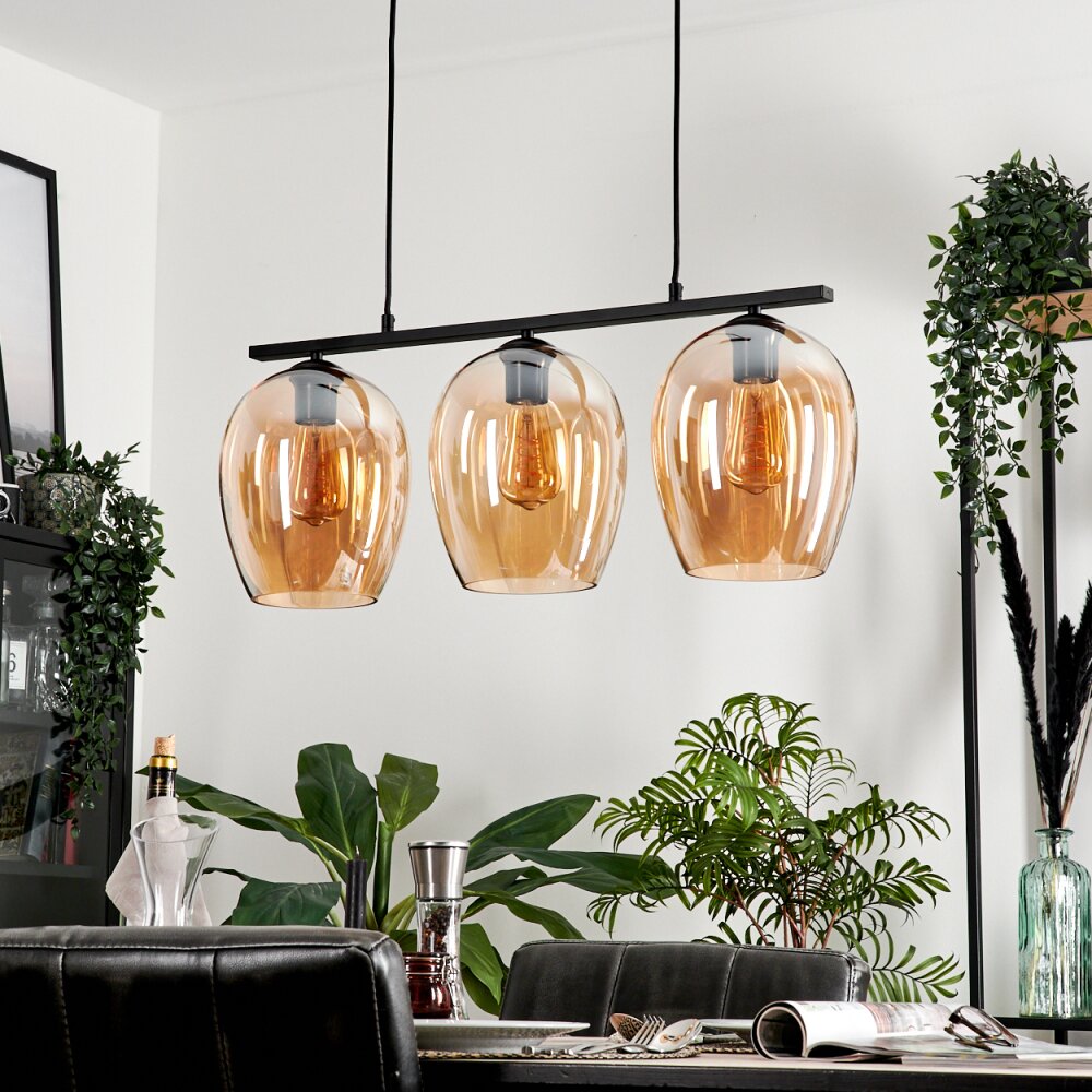 Vevino Lampada a Sospensione Vetro 20cm Ambrato, 3-Luci