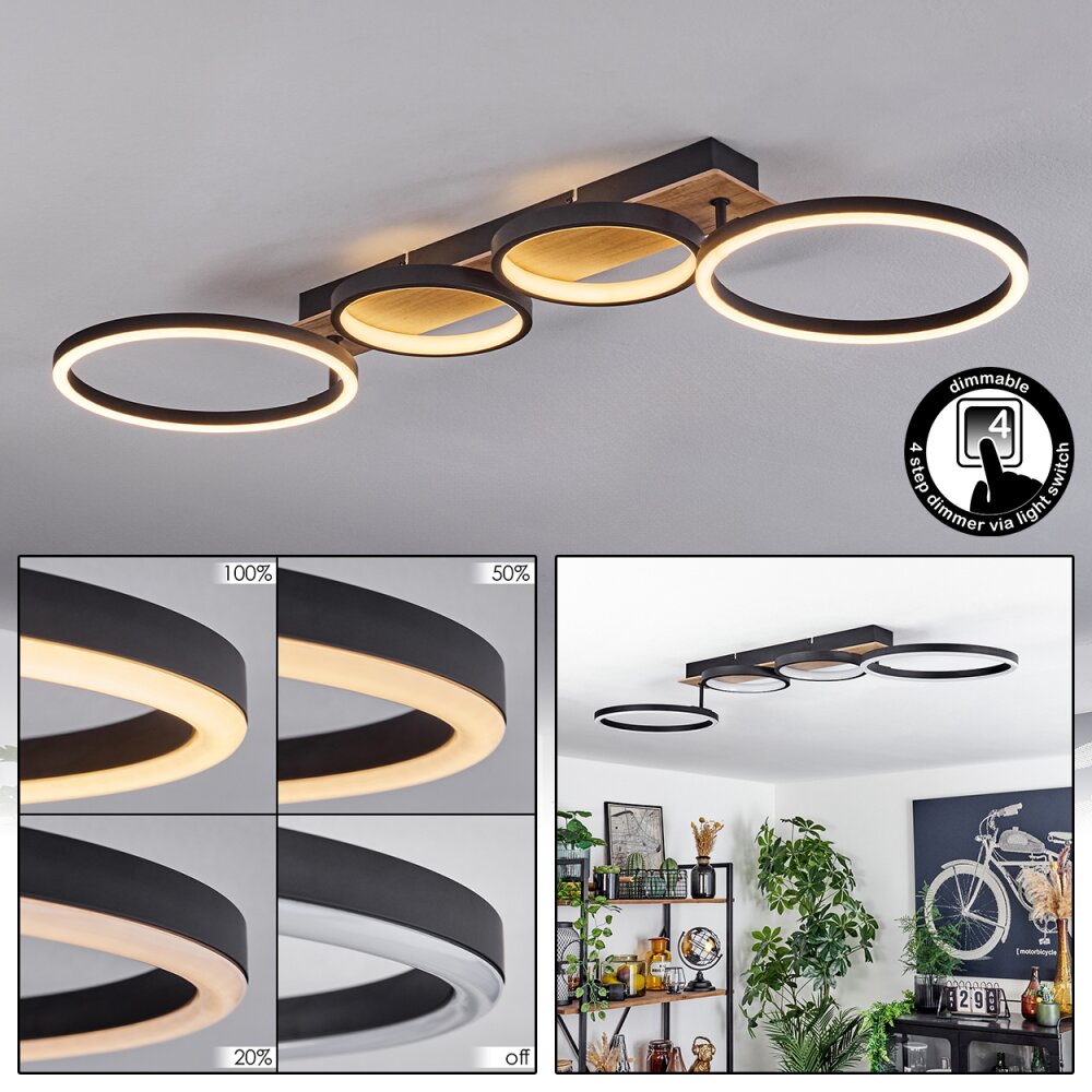 Avelal Plafoniera LED Marrone, Aspetto del legno, Nero, 1-Luce main product photo