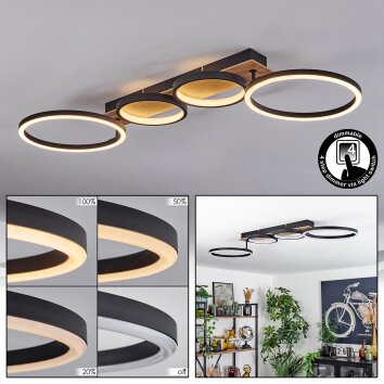 Avelal Plafoniera LED Marrone, Aspetto del legno, Nero, 1-Luce