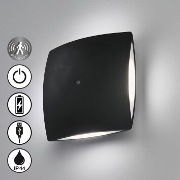 FHL easy Magnetics Applique da esterno LED Nero, 4-Luci, Sensori di movimento