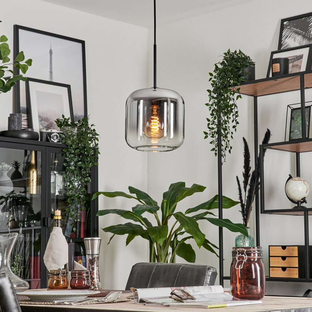 Lauden Lampadario a sospensione Vetro 20cm Chiaro, Grigio fumo, 1-Luce