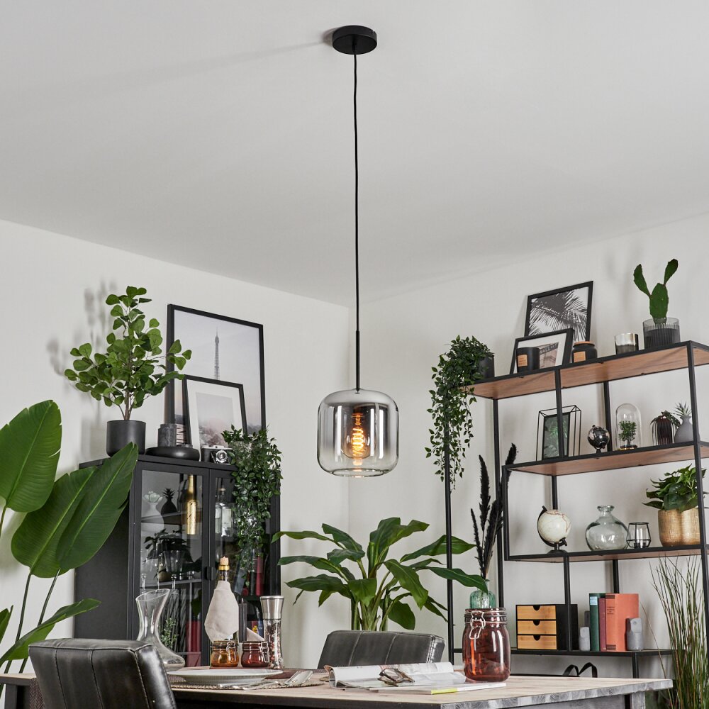Lauden Lampadario a sospensione Vetro 20cm Chiaro, Grigio fumo, 1-Luce