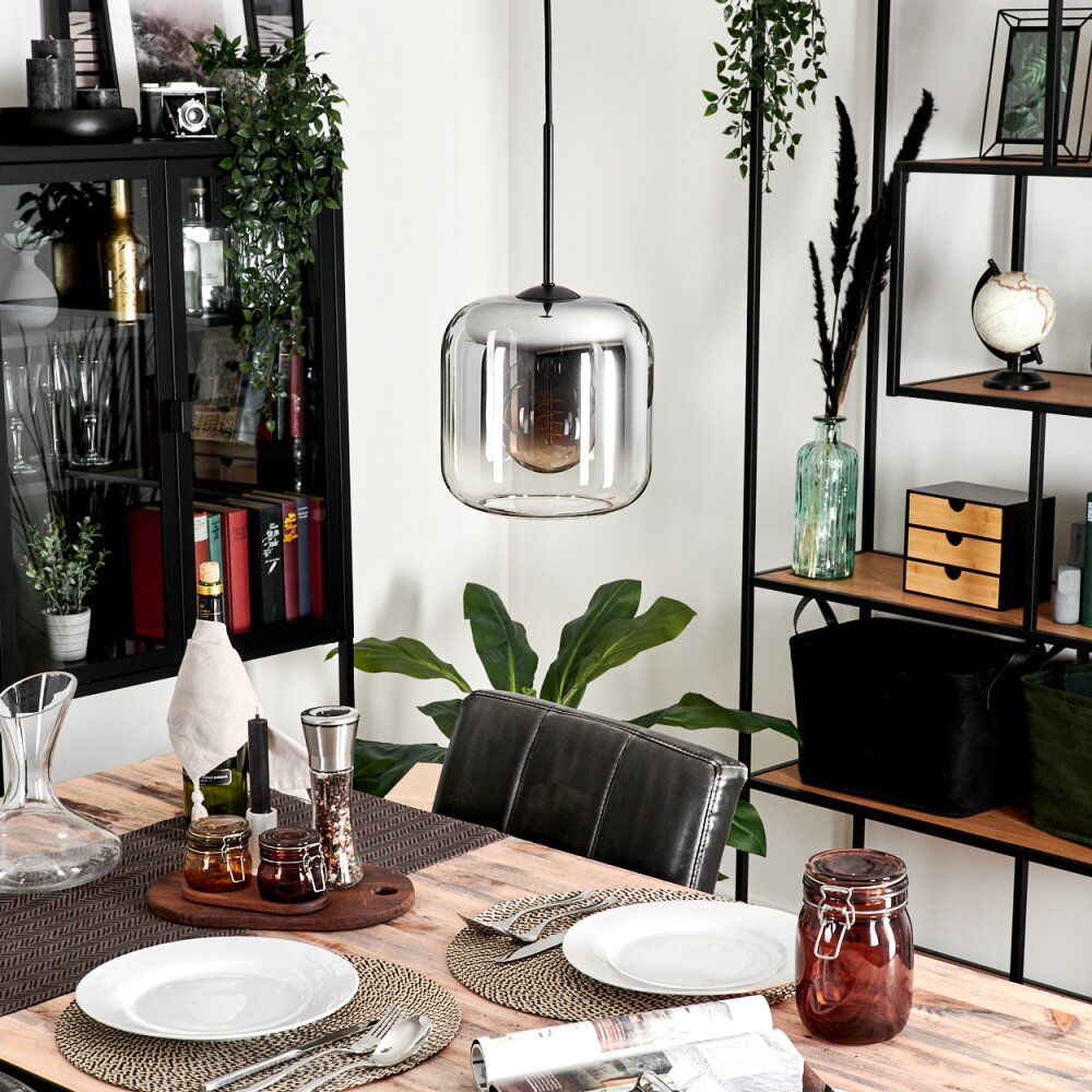 Lauden Lampadario a sospensione Vetro 20cm Chiaro, Grigio fumo, 1-Luce