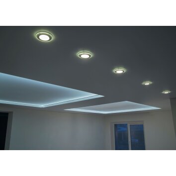 Trio ARGUS Lampada da incasso - Set di 3 LED Cromo, 6-Luci, Telecomando, Cambia colore