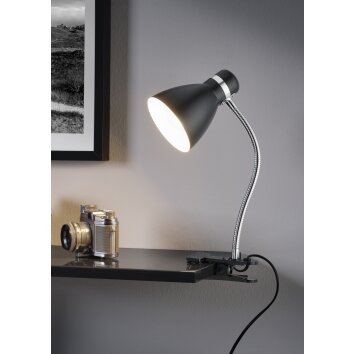 Reality HARVEY Lampada con pinza Cromo, Nero, 1-Luce