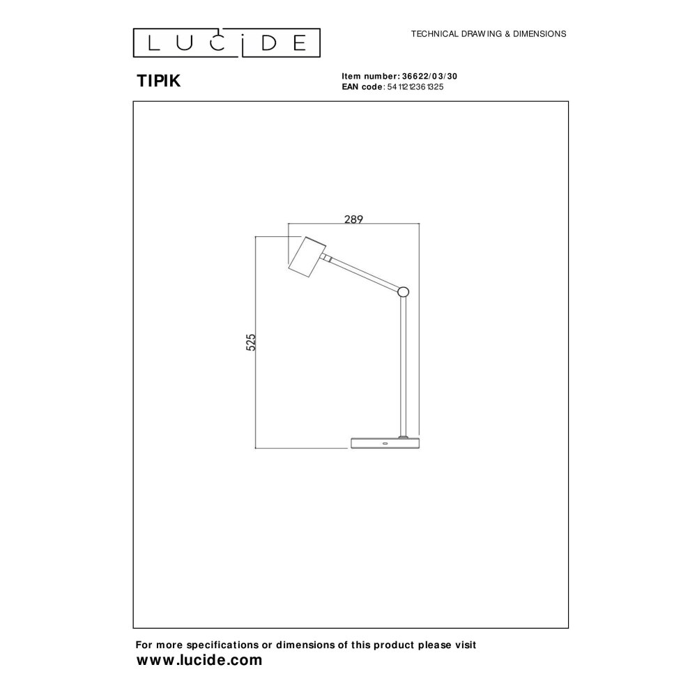 Lucide TIPIK Lampada da terra LED Nero, 1-Luce