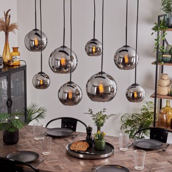 Koyoto Lampadario a sospensione - Vetro Cromo, Grigio fumo, 8-Luci