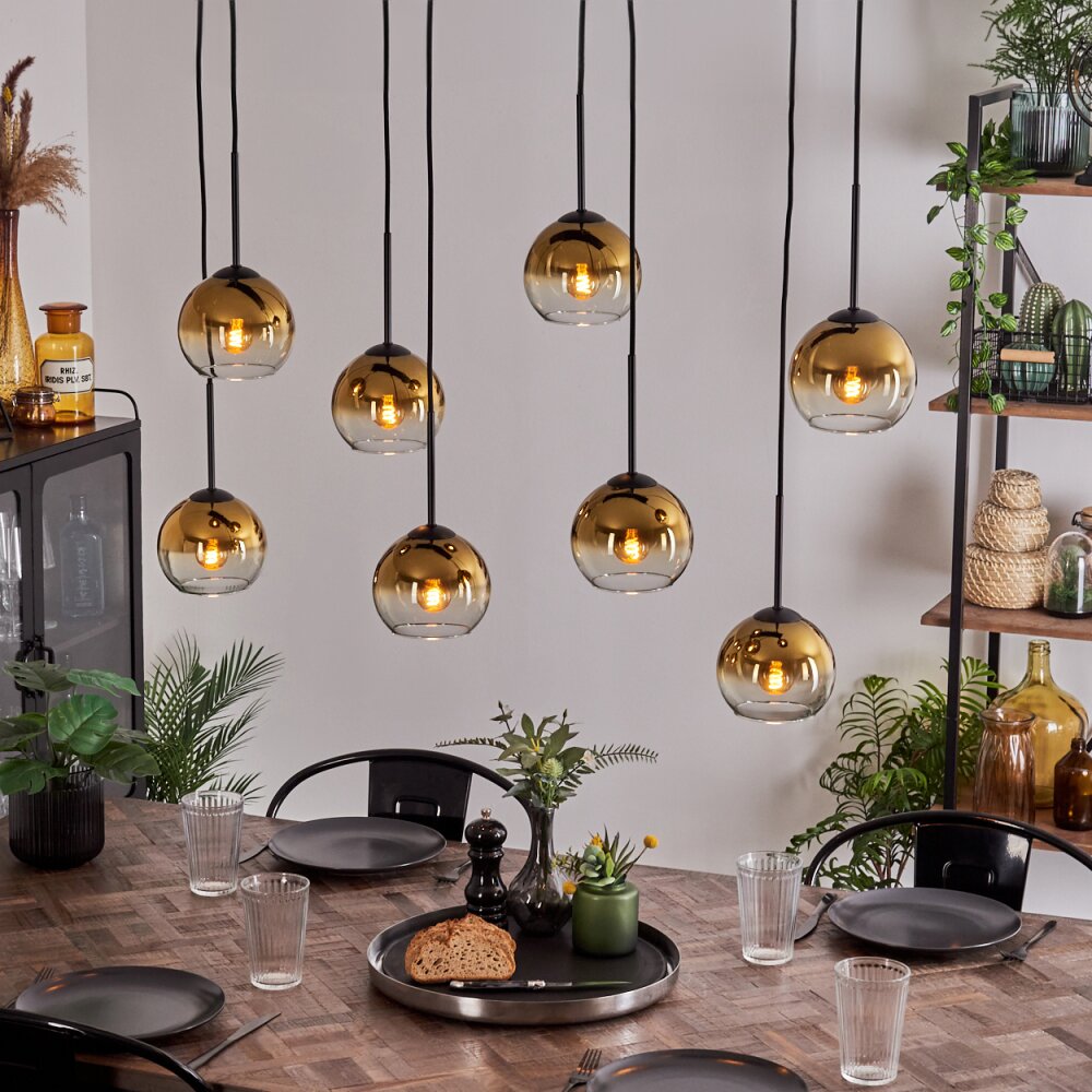 Koyoto Lampadario a sospensione - Vetro Oro, Chiaro, 8-Luci main product photo