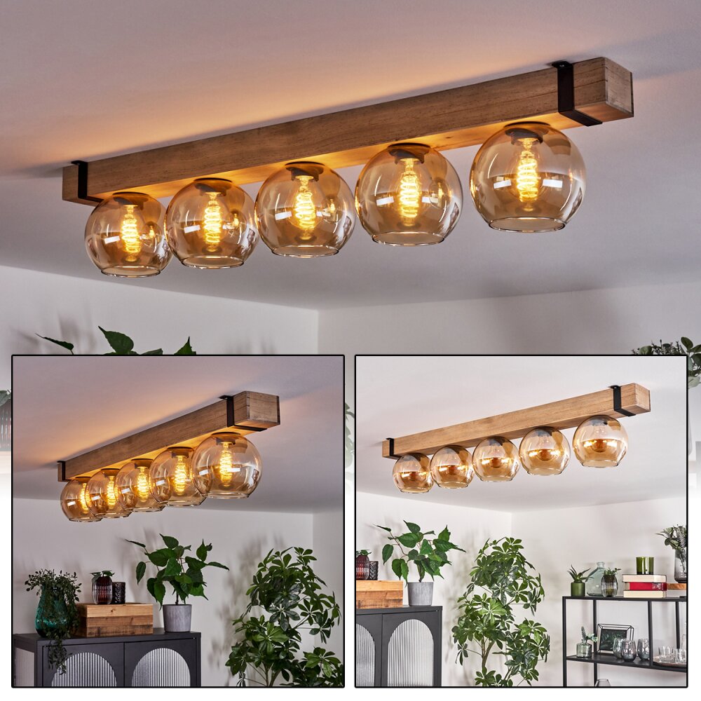 Montgomery Plafoniera - Vetro Écru, Nero, 5-Luci main product photo