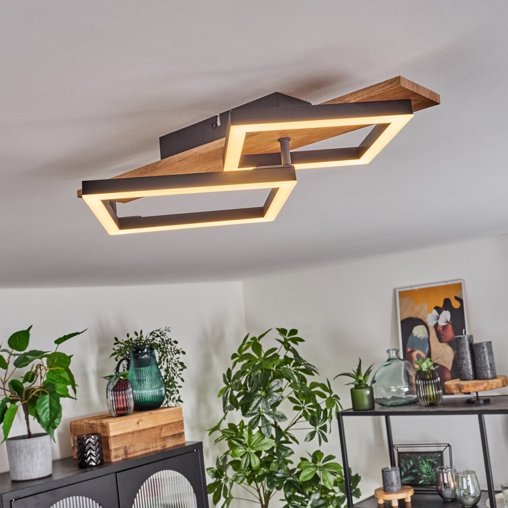 Cascada Plafoniera Marrone, Aspetto del legno, Nero, 1-Luce