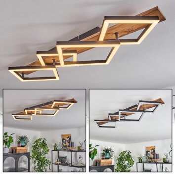 Cascada Plafoniera LED Marrone, Aspetto del legno, Nero, 1-Luce