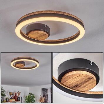 Cascada Plafoniera LED Marrone, Aspetto del legno, Nero, 1-Luce