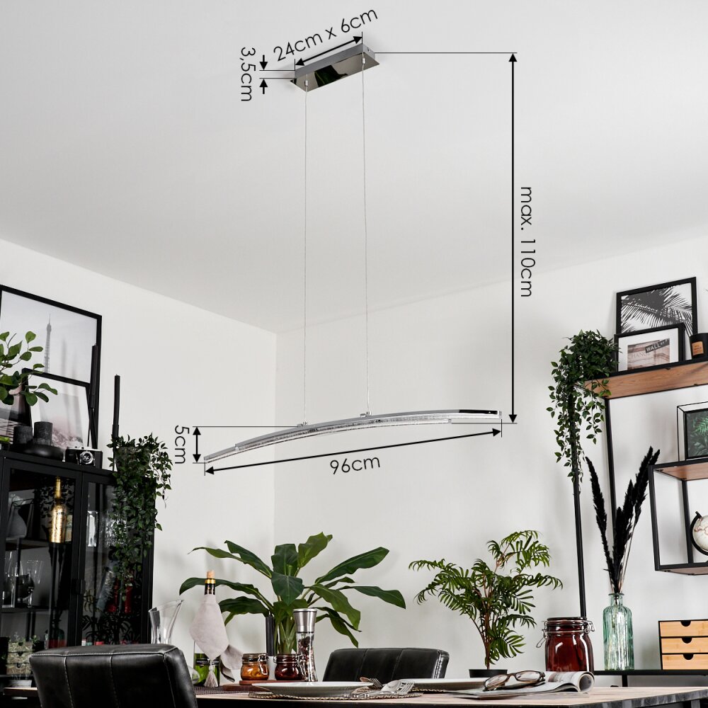 Manlleu Lampada a Sospensione Cromo, 1-Luce