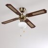 Ventilatori a soffitto Morea Ottone antico, Legno scuro, 1-Luce