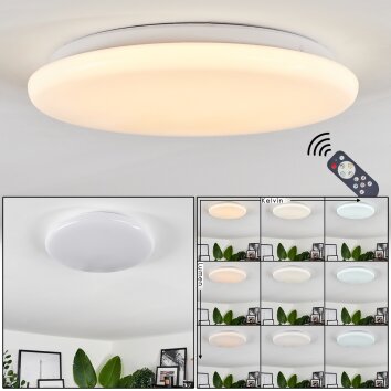 Melres Plafoniera LED Bianco, 1-Luce, Telecomando