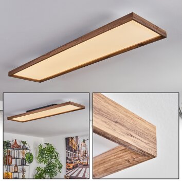Longvic Plafoniera LED Aspetto del legno, Nero, 1-Luce
