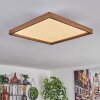 Longvic Plafoniera LED Marrone, Aspetto del legno, Nero, 1-Luce, Telecomando