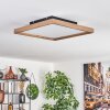 Longvic Plafoniera LED Marrone, Aspetto del legno, Nero, 1-Luce, Telecomando