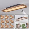 Longvic Plafoniera LED Marrone, Aspetto del legno, Nero, 1-Luce, Telecomando